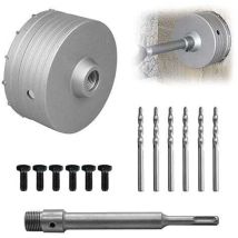 Scie À Cloche 130 Mm, Béton 220 Mm Sds Plus Tige D'Extension, Accessoires De Trou De Forage, Peu De Foret De Mur En Pierre De Ciment Concret Coffret 