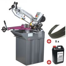 Optisaw - Scie à ruban pour métaux 0-45° capacité de coupe ronde 170 mm 0,75 kW 400V 2 vitesses y compris 5 lames de scie et bidon de 5L S210G pack 1