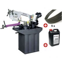 Optisaw - Scie à ruban pour métaux 0-60° capacité ronde 225 mm 1,5 kW 230V vitesses variables inclus 5 lames de scie et bidon de 5L S275NV pack 1