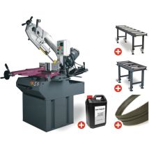 Scie À Ruban Pour Métaux -45°/+60° Capacité 255 Mm 1,5 Kw 400 V Avec Convoyeurs 1 M Et 2 M + 5 Lames De Scie Et 5 L D'Huile De Refroidissement Optisaw