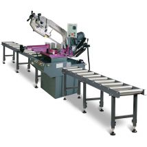 Scie à ruban pour métaux -45°/+60° capacité 255 mm 1,5 kW 400V y compris 2 convoyeurs de 3M 5 lames de scie 1 bidon 5L Optisaw SD310V PACK3