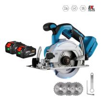 Scie Circulaire Ø125mm, Scie Électrique Portative Onevan 8000rpm Coupe 45° avec 3 Lames - avec batterie et chargeur (2 batteries)