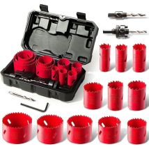 Scie Cloche Bimétal 17 Pcs – 11 Lames De 20 À 68 Mm – Profondeur De Coupe 40 Mm – Pour Métal, Bois, Pvc, Plastique – Hychika