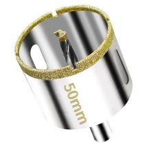 Scie Cloche Diamantée 50 mm avec Foret Guidage de Centrage, Scie Cloche Carrelage avec revêtement diamant, Foret trépan Diamant pour verre,