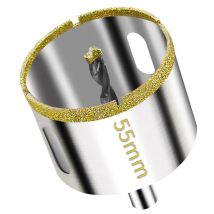 Scie Cloche Diamantée 55 mm avec Foret Guidage de Centrage, Scie Cloche Carrelage avec revêtement diamant, Foret trépan Diamant pour verre,