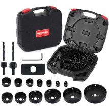 Hychika - Scie Cloche Coffret de Scie Trépan 19 pcs avec Mandrins, Plaque d'installation et Clé Hexagonale, Lame de Scie 19-152 mm