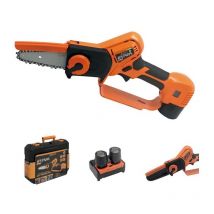 Proweltek - Mini tronçonneuse Scie sans fil 10,8V + 2 batteries 2,5 Ah + Chargeur double Mallette Scie électrique manuelle 300W Katana Brixo