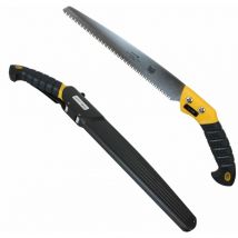 Scie à main multi usage à coupe tirante - Lame 28 cm - Jaune et noire - Linxor