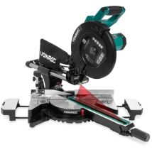 Scie à Onglet Coulissante pro 200W - Lame de Scie ø 255 mm 48 Dents - Laser, led - Scie Multi-Matériaux - Vonroc