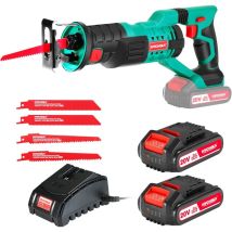 Scie Sabre ̈¤ Batterie Hychika 18v Scie Egone Electrique Sans Fil, Vitesses R ̈glables 0-2800rpm, 4¡álames De Scie, 2¡ábatteries