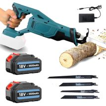 Mawiron – Scie Sabre Sans Fil 18v Avec 2 Batteries 5500mah – Profondeur De Coupe 300mm – Moteur À Fil De Cuivre – Vitesse 0-2800 Tr/min