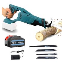 Mawiron - Scie sabre,Scie à sabre sans fil, scie alternative, lames 4x, pour le plastique en bois et le métal, batterie et chargeur de 5500mAh,
