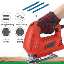 Pedony - Scie sauteuse électrique 500 w pour bois, métal, plastique, outil électrique, lames de coupe, 6 vitesses variables, coupe en biseau : ± 45 °