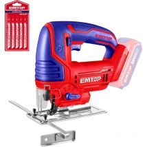 Scie sauteuse sans fil emtop 20v batterie et chargeur vendus séparément, avec 5 lames