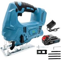 Scie Sauteuse,sceau Électrique Sans Cordonnier Cutter 4 Vitesse 45 ° Pendule, Pour Bois, Métal, Avec Une Batterie 3,0 A + Chargeur, Compatible Avec La