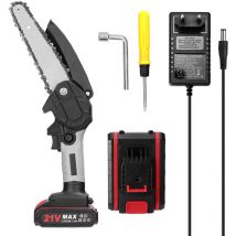 Geevorks - Scies électriques portables de taille 21V 6 pouces, petite tronçonneuse à bois, moteur de brosse, outil de travail du bois à une main pour