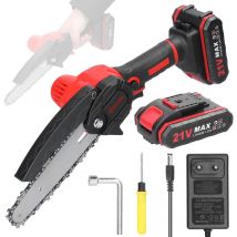 Geevorks - Scies d'élagage électriques portables 21V 6 pouces petit moteur de brosse de tronçonneuse à fendre le bois outil de travail du bois à une