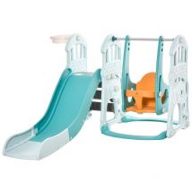 Maury's - scivolo per bambini con altalena e CANESTRO149 x 186 x 98 cm.blu e arancione