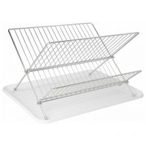 Scolapiatti pieghevole a 2 livelli con vassoio