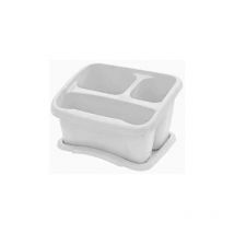 Contenitore Scolaposate Multiuso Bianco Lavello a Tre Scomparti 24x19xh14,6 cm