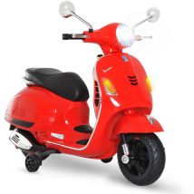 Scooter moto électrique enfants 6 v dim. 102L x 51l x 76H cm musique MP3 port usb klaxon phare feu ar rouge Vespa