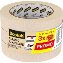 Scotch Classic Masking Tape 24mm x 50m (Pack 3)