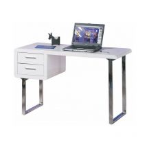 Inter Link - Scrivania claude mdf laccato bianco lucido+cassetti 120x55x76h gambe metallo