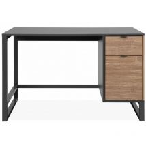 Scrivania 120x76H bamboo e grigio antracite con un'anta e un cassetto - Avellino
