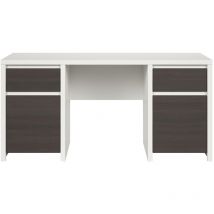 Scrivania 2 ante 2 cassetti Soren bianco e marrone scuro 77cm