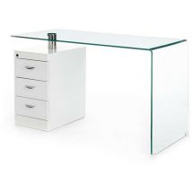 Scrivania con cassettiera in vetro trasparente cm H.75xL.125xP.65