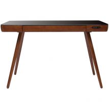 Miliboo - Scrivania connessa multimediale in vetro e legno chiaro clever
