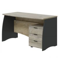Abitare - Scrivania da ufficio 136x67 cm grigio antracite e rovere con cassettiera a 3 cassetti - Svizzera