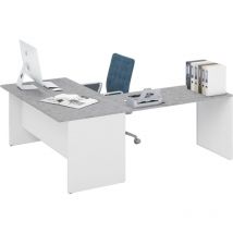 Webmarketpoint - Scrivania da ufficio ad angolo reversibile colore Cemento H74x160x200cm