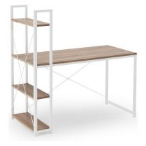 Arredamento1 - Scrivania da ufficio Houston D100, Sonoma quercia + Bianco, Il numero di porte: 0, Numero di cassetti: 0, 70x120x64cm