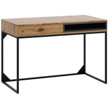 Usinestreet - Scrivania da ufficio Providence J110, Rovere Artisan + Nero, Con cassetti, Il numero di porte: 0, Numero di cassetti: 0, 81x120x60cm