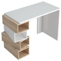Homemania - Scrivania Damon, Truciolare Melaminico, Bianco, Sonoma, 120x60x75 cm