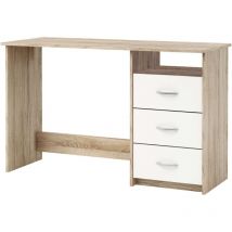 Demeyere - Scrivania 3 cassetti 1 cassetto Gioventù moderna 123x50x77 cm Bianco opaco e rovere spazzolato