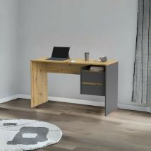 Toscohome - Scrivania moderna con 2 cassetti 125 cm colore rovere e antracite - Paco3