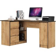 Akord - Scrivania angolare B20 Quercia Craft 155 cm 1 anta 3 cassetti 155x85x77 cm Modello a sinistra