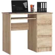 Abamihome - Scrivania per computer akord A6 Sonoma Quercia 90 cm 3 cassetti 90x50x77 cm Modello a destra