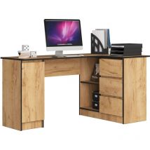 Akord - Scrivania angolare B20 Quercia Craft 155 cm 1 anta 3 cassetti 155x85x77 cm Modello a destra