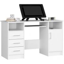 Akord - Scrivania ana Bianco 124 cm 1 anta 3 cassetti 124x52x74 cm