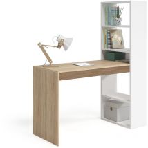 Marinelligroup - Scrivania pc ufficio con scaffali reversibile studio camera rovere+bianco computer gaming 120 x 53 x 144 cm 0F8314A