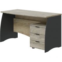 Marinelligroup - Scrivania pc ufficio studio casa cassettiera rovere+grigio computer gaming 136 x 62 x 74 cm 0Z4625C