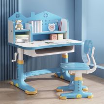 Sinbinta - Scrivania per Bambini con Sedia, Set Banco Scuola Regolabile in Altezza con Cassetto, Età 3-18 Anni - Blu razzo