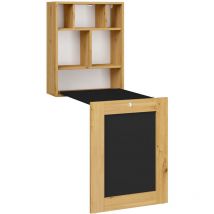 Scrivania pieghevole a parete tilt in rovere artigianale + lavagna