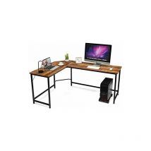 Goplus - Scrivania Porta Computer da Ufficio, Scrivania Angolare a Forma di L,con Struttura Metallica, Naturale/Nero, 167,5 x 124,5 x 74,5 cm