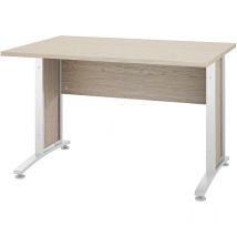 Scrivania Quercia Bianca Salvaspazio In Legno e Metallo Per Cameretta e Studio 120x80x74h