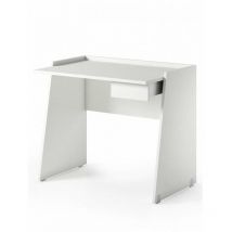 Terraneo - Scrivania bianca con guida in metallo, cassetto e piano