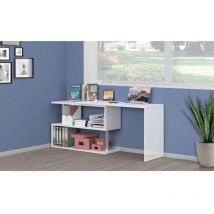 Office24 - Scrivania angolare girevole bianco per casa ufficio 2 ripiani Volta wh